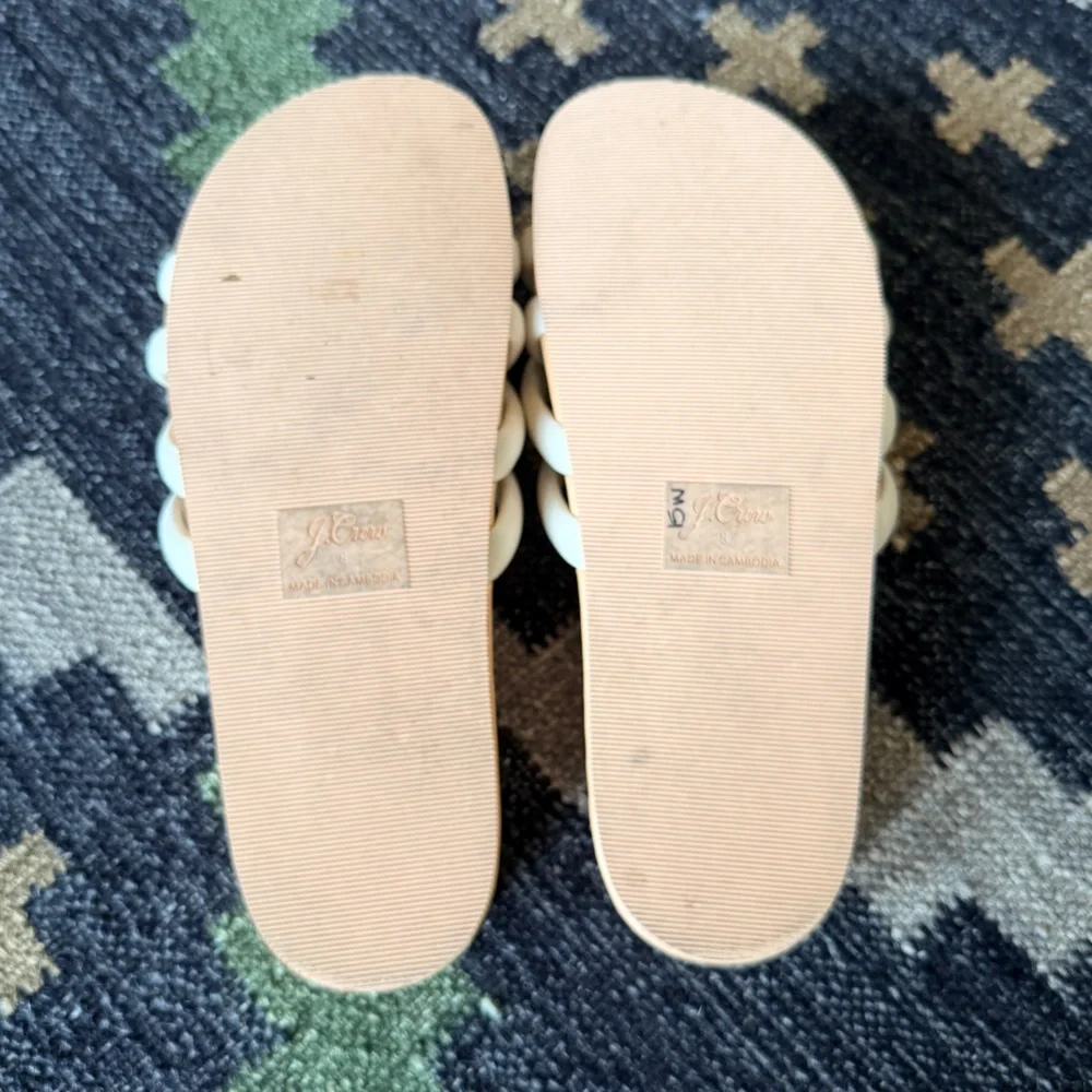 J.Crew Pacific Cushy Leather Strappy Sandals Cream White Size 8